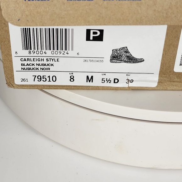 Clarks Women's Carleigh Style Black Nubuck Ankle Boots - Size 8 M - Picture 11 of 11